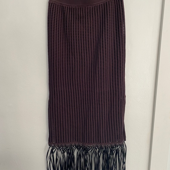 Jonathan Simkhai ARDEN Brown Fringe Skirt Medium